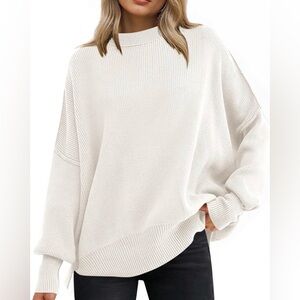 Women's White Oversized Batwing Sweater